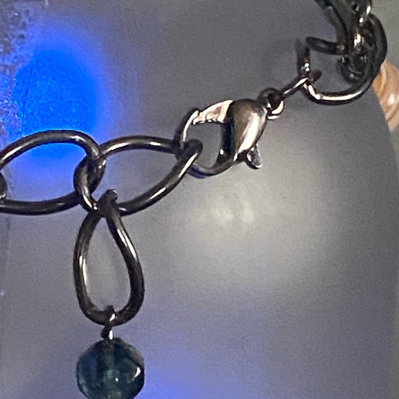 Silver and burgundy Charm Bracelet with Polished glass Beads - Picture 6 of 6